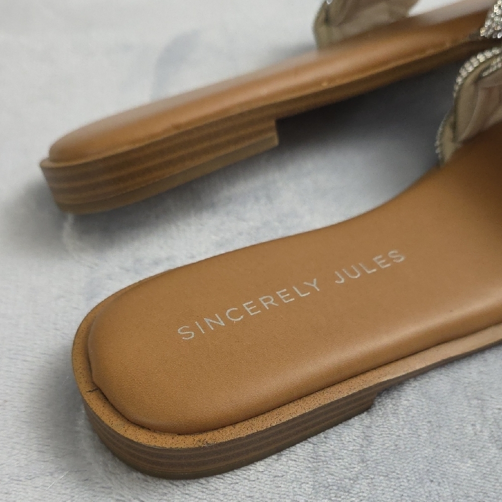 Sincerely Jules Rhinestone Braided Slide Sandals Womens Size 9.5 Square Toe - Picture 4 of 6